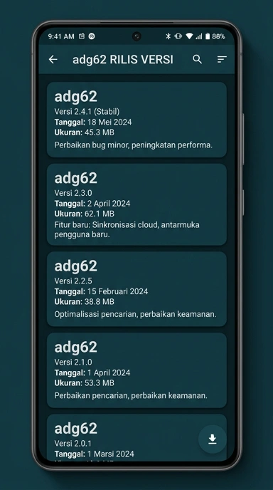 Riwayat Versi adg62 untuk Pengguna Android