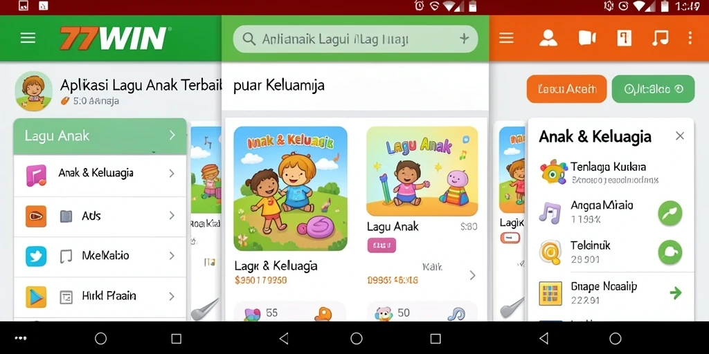 Tampilan antarmuka aplikasi 77WIN yang ceria dan interaktif untuk anak-anak.