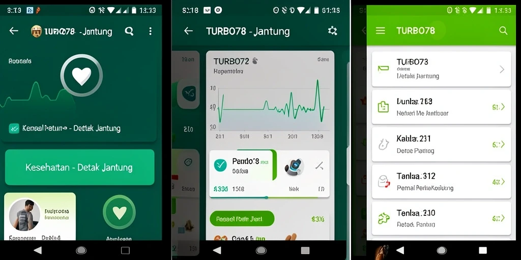 Tampilan antarmuka TURBO78 yang intuitif untuk pemantauan detak jantung.